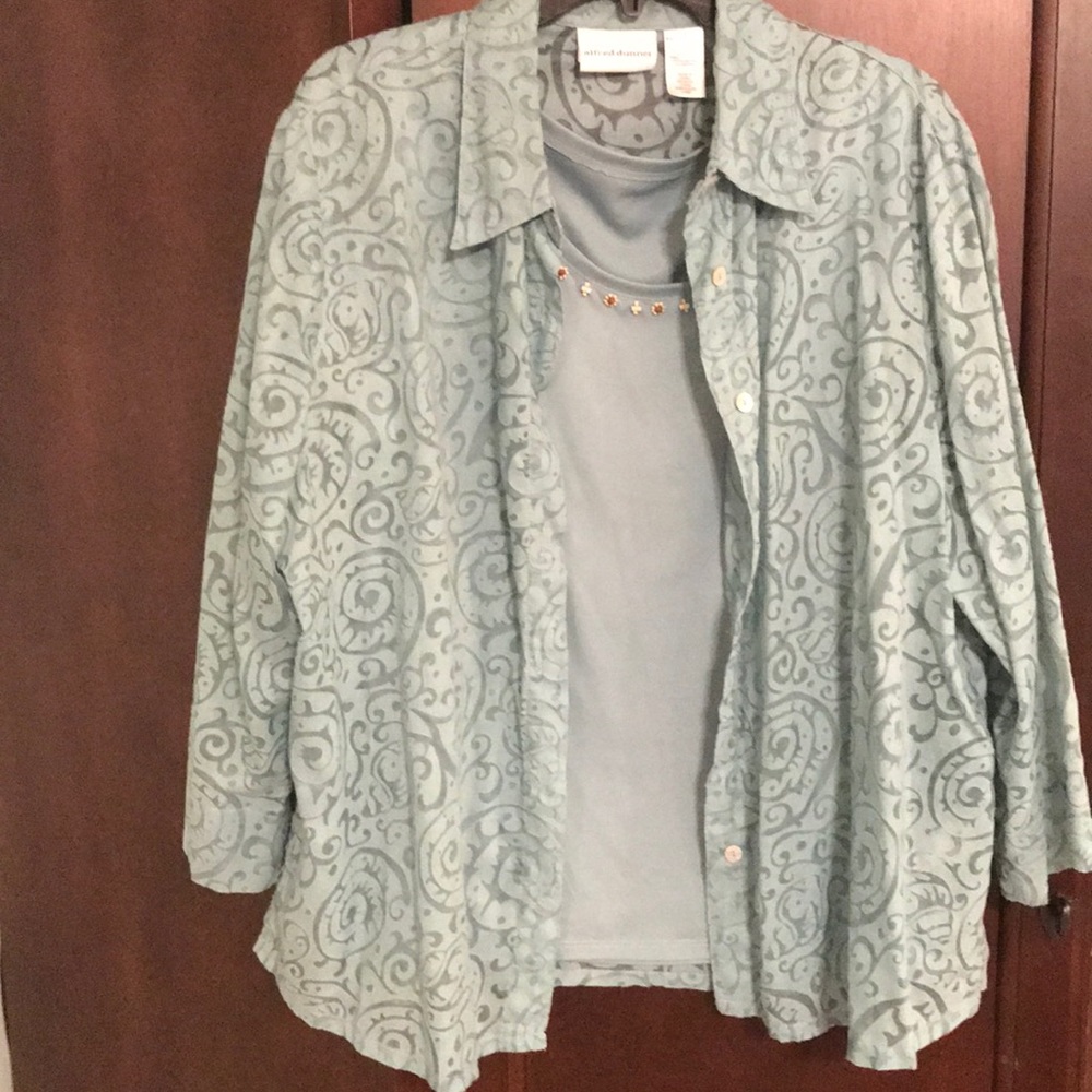 Alfred Dunner Blue Patterned Blouse